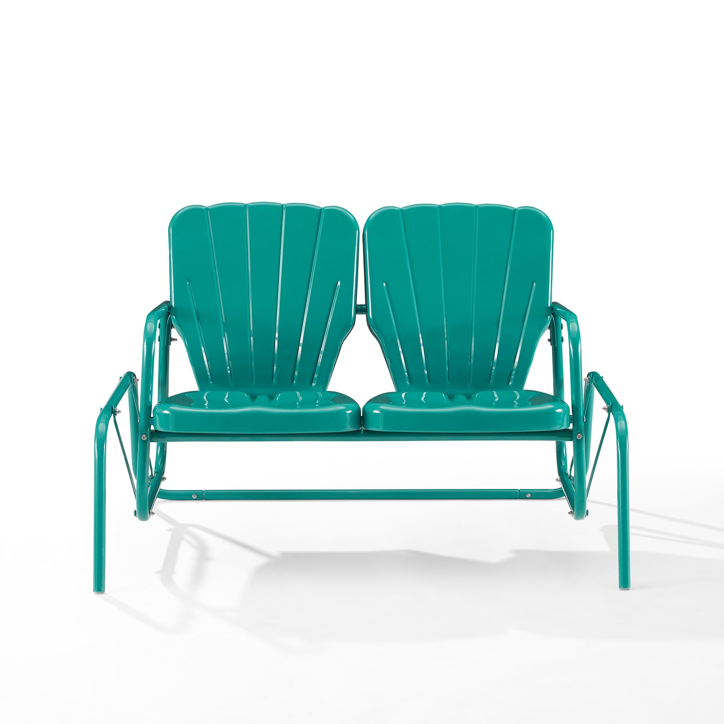 Ridgeland Outdoor Metal Loveseat Glider Turquoise Gloss