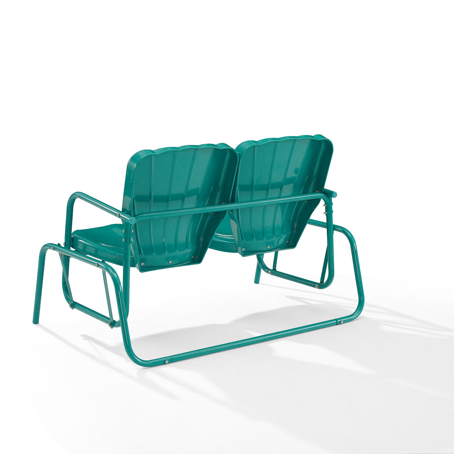 Ridgeland Outdoor Metal Loveseat Glider Turquoise Gloss
