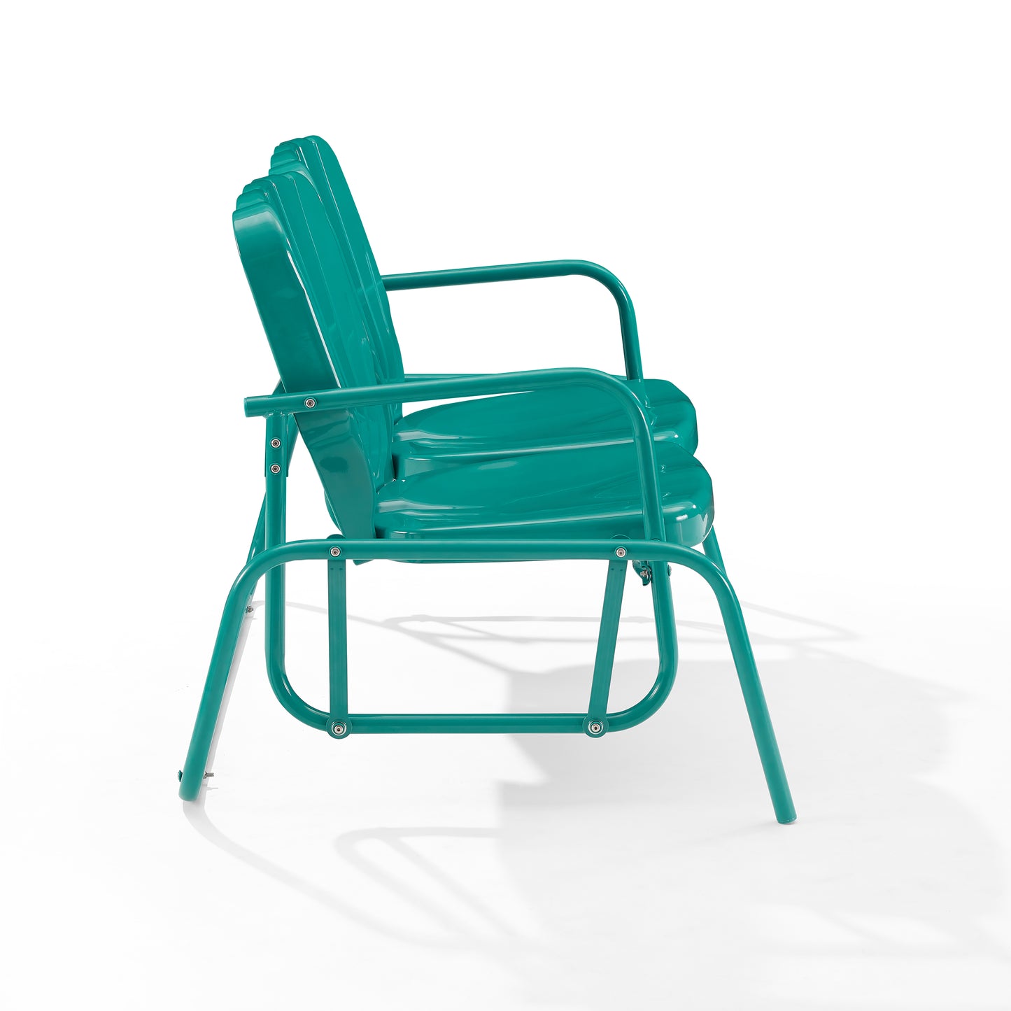 Ridgeland Outdoor Metal Loveseat Glider Turquoise Gloss