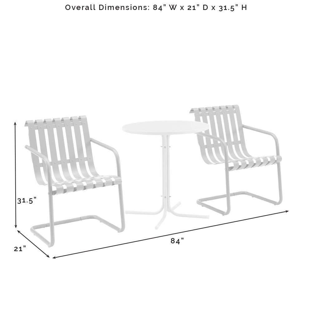 Gracie 3Pc Outdoor Metal Bistro Set Dark Red Satin/White Satin - Bistro Table & 2 Armchairs