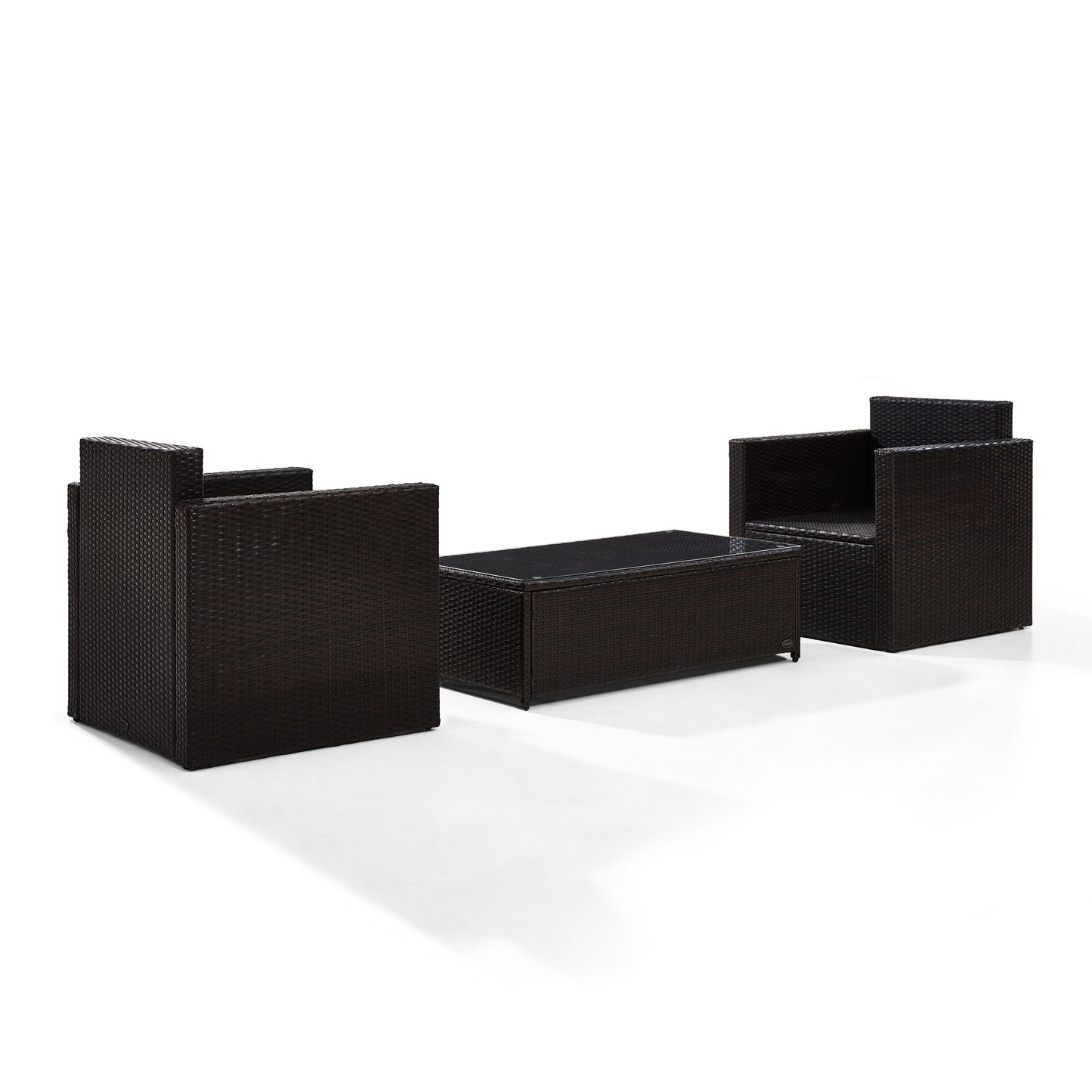 Palm Harbor 3Pc Outdoor Wicker Chair Set Gray/Brown - Coffee Table & 2 Chairs