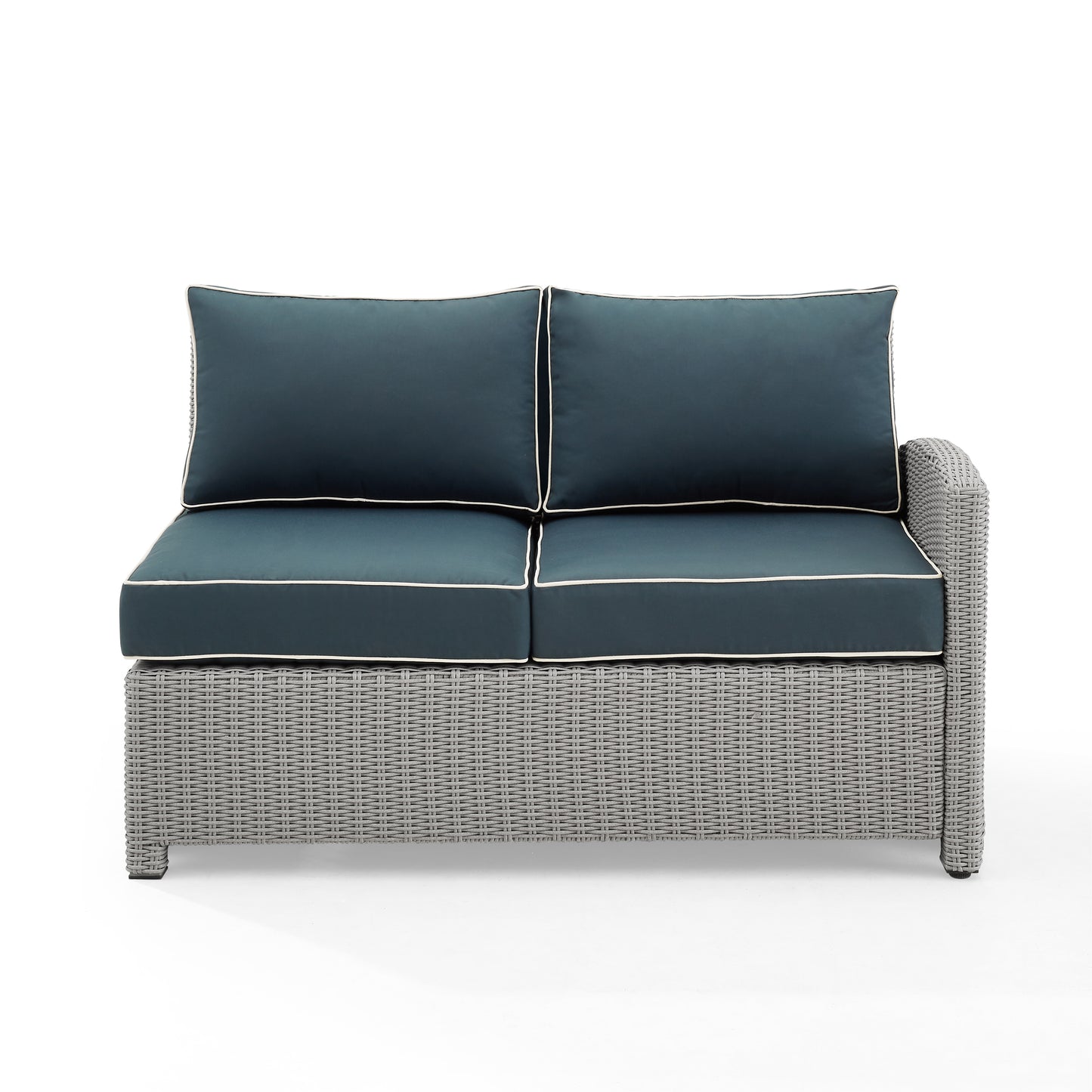 Bradenton Outdoor Wicker Sectional Right Side Loveseat Navy/Gray