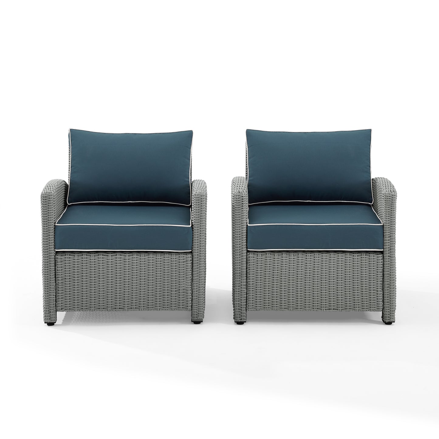 Bradenton 2Pc Outdoor Wicker Armchair Set Navy/Gray - 2 Armchairs
