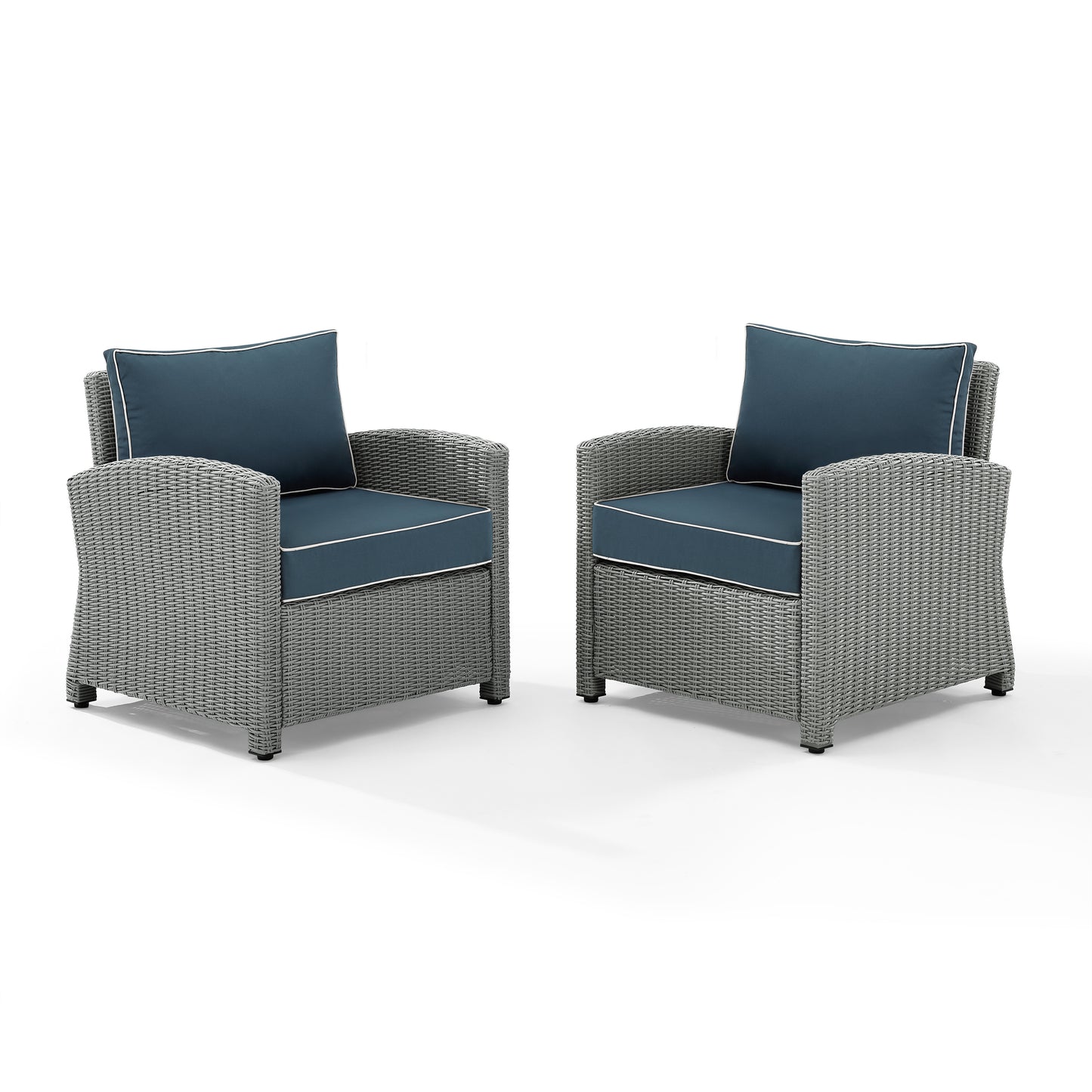 Bradenton 2Pc Outdoor Wicker Armchair Set Navy/Gray - 2 Armchairs