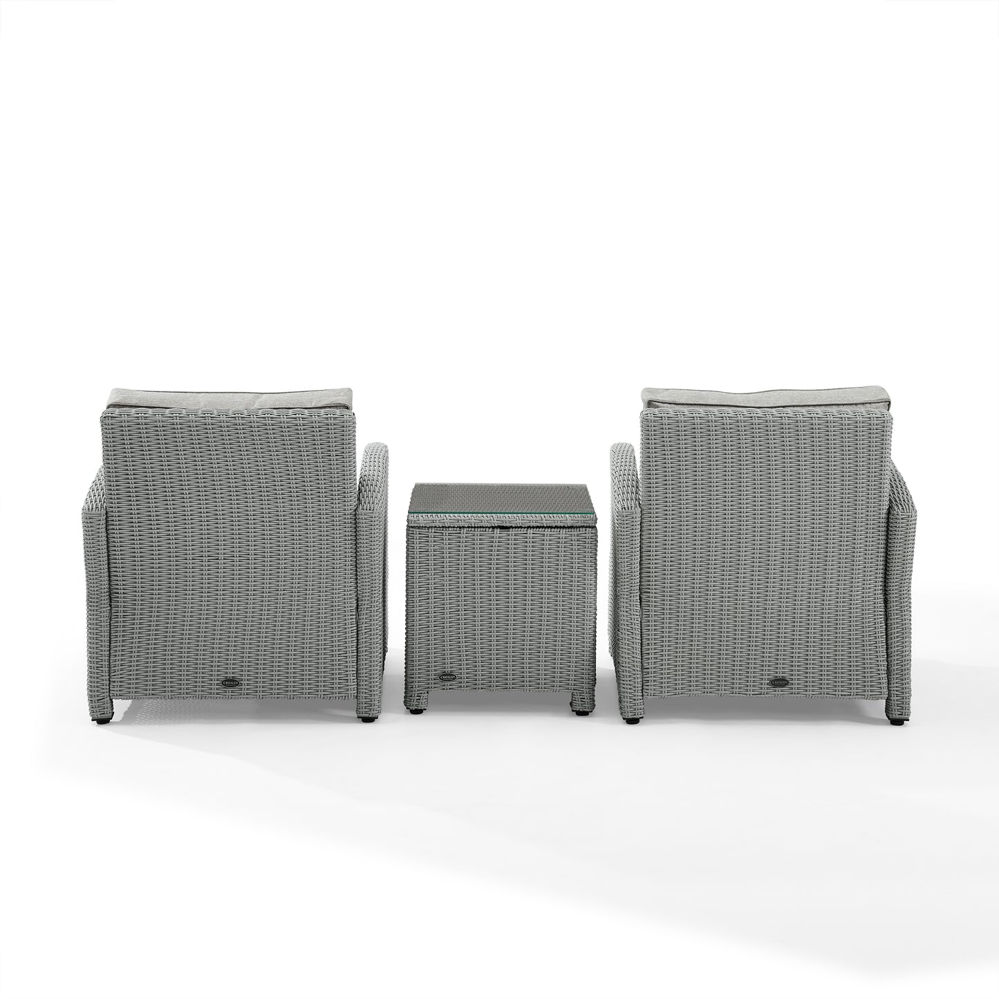 Bradenton 3Pc Outdoor Wicker Armchair Set Gray/Gray - Side Table & 2 Armchairs