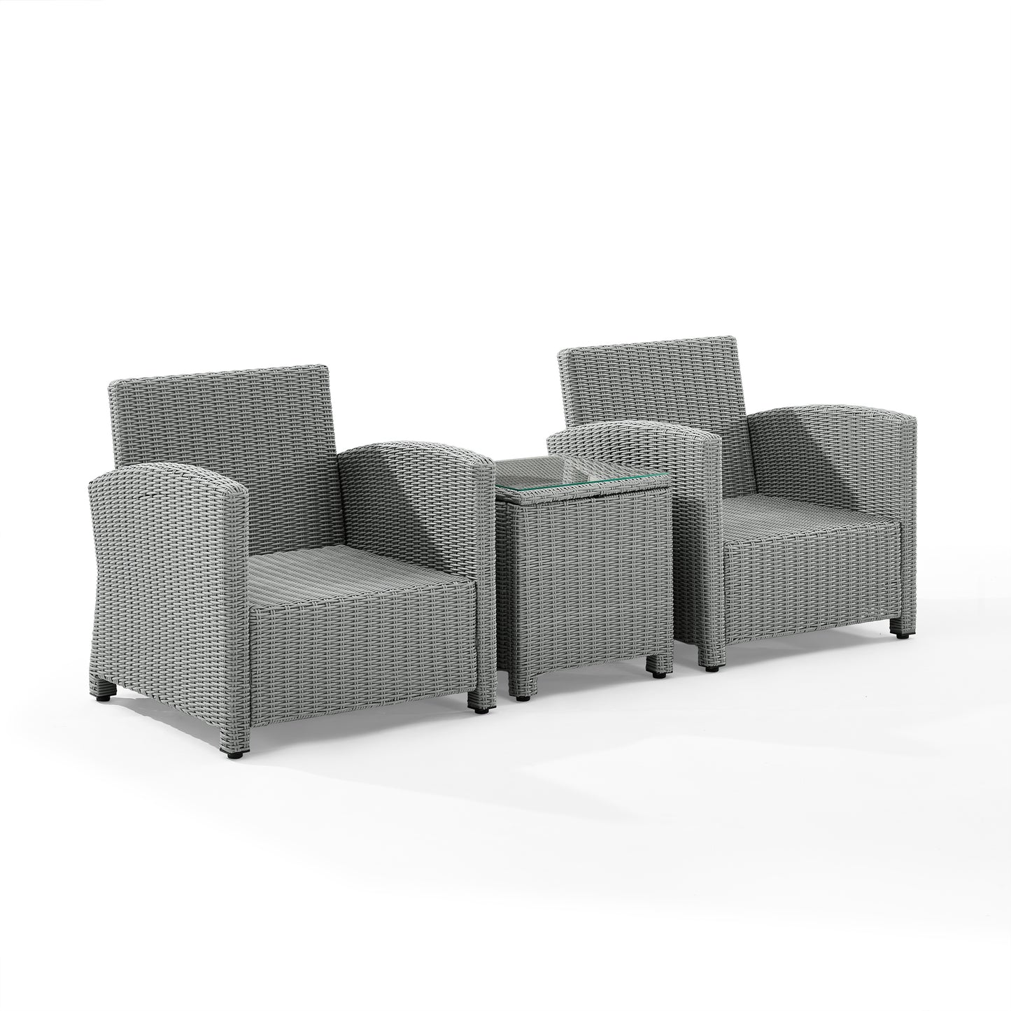Bradenton 3Pc Outdoor Wicker Armchair Set Gray/Gray - Side Table & 2 Armchairs