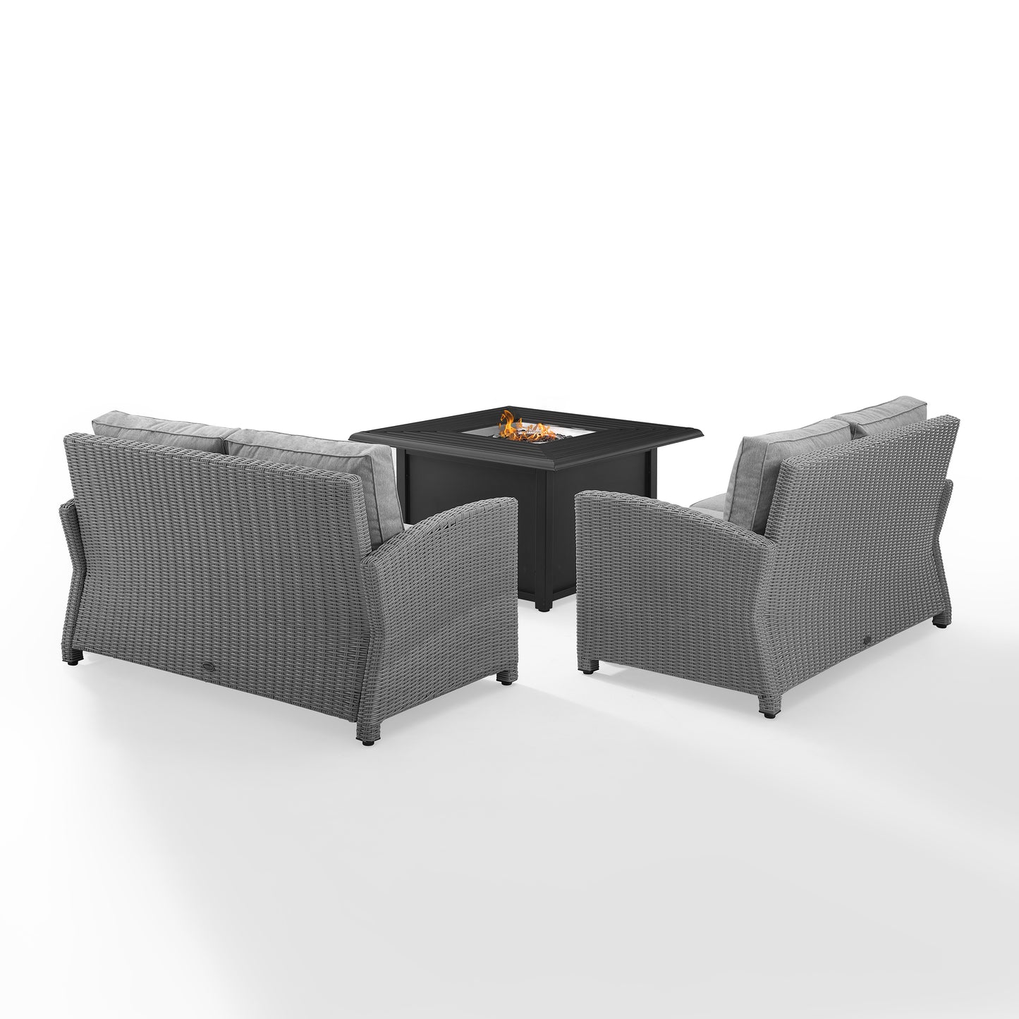 Bradenton 3Pc Wicker Loveseat Set W/Fire Table Gray/Gray - Dante Fire Table & 2 Loveseats
