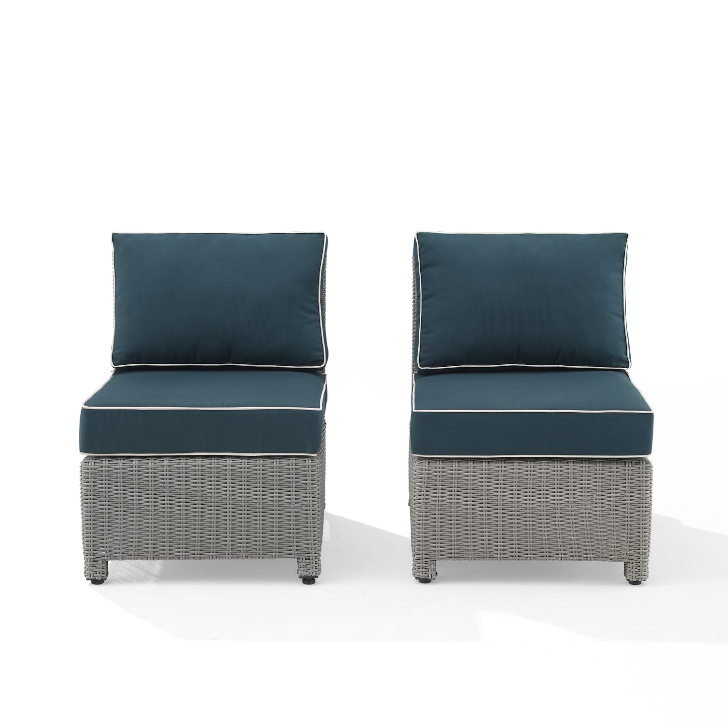 Bradenton 2Pc Outdoor Wicker Chair Set Navy/Gray - 2 Armless Chairs