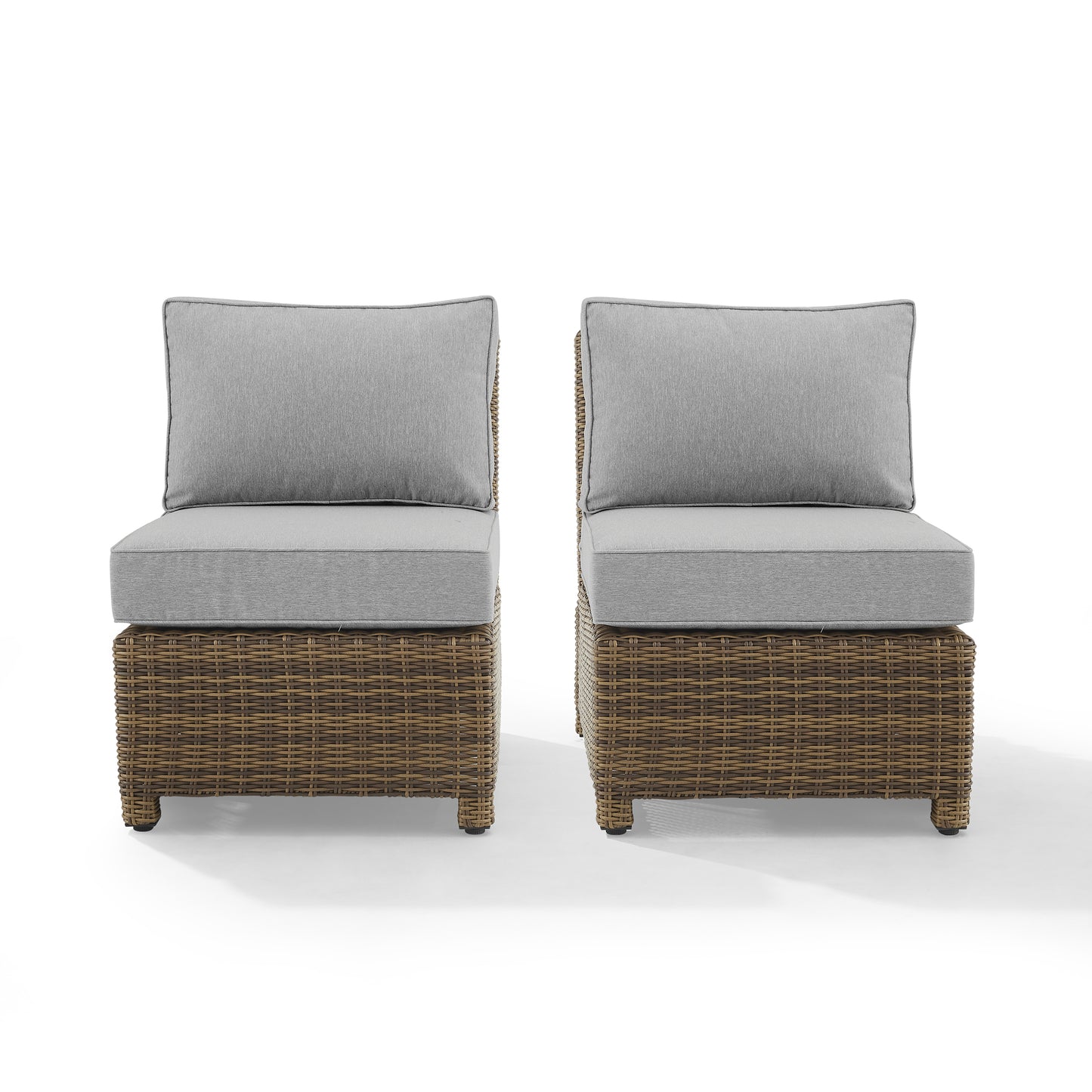Bradenton 2Pc Outdoor Wicker Chair Set Gray/Weathered Brown - 2 Armless Chairs