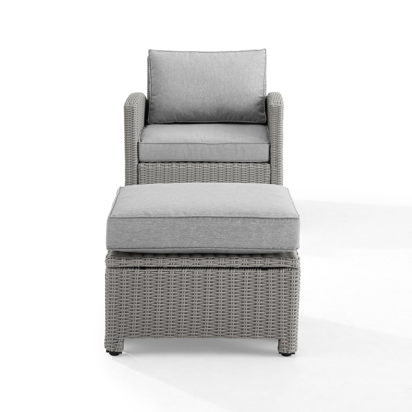 Bradenton 2Pc Outdoor Wicker Armchair Set Gray - Armchair & Ottoman