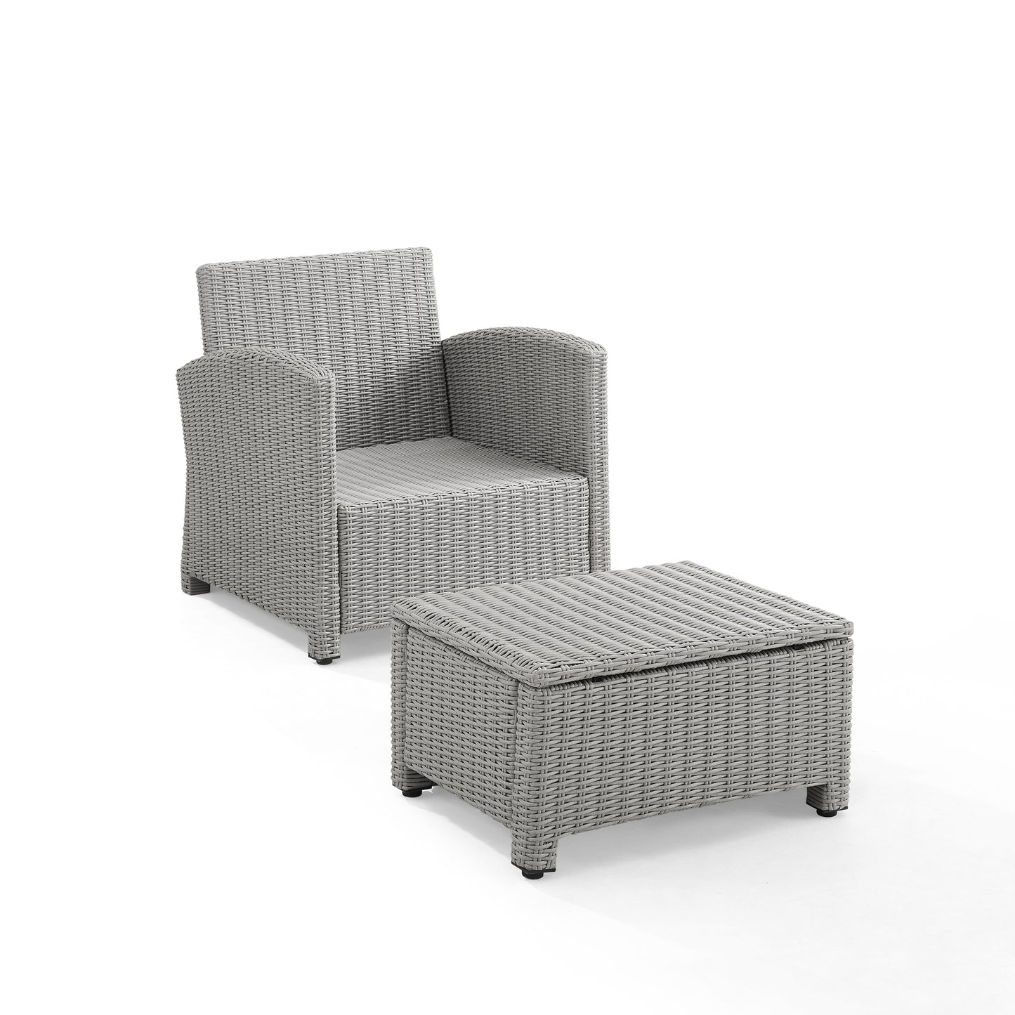 Bradenton 2Pc Outdoor Wicker Armchair Set Gray - Armchair & Ottoman