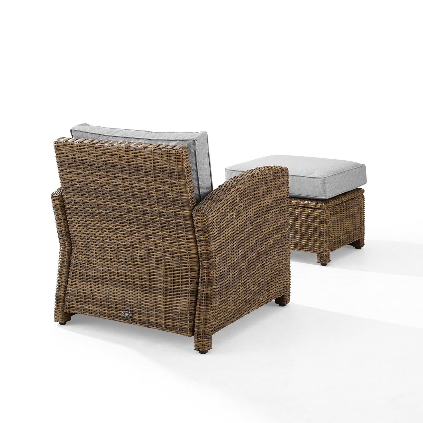 Bradenton 2Pc Outdoor Wicker Armchair Set Gray /Weathered Brown - Armchair & Ottoman